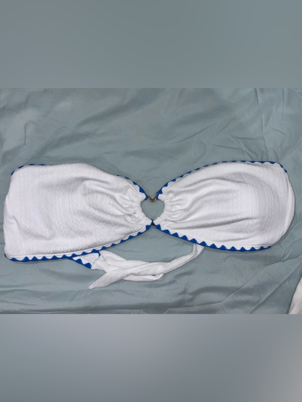 White & Blue Trim Bandeau Swim Top - Women Intimates & Sleepwear